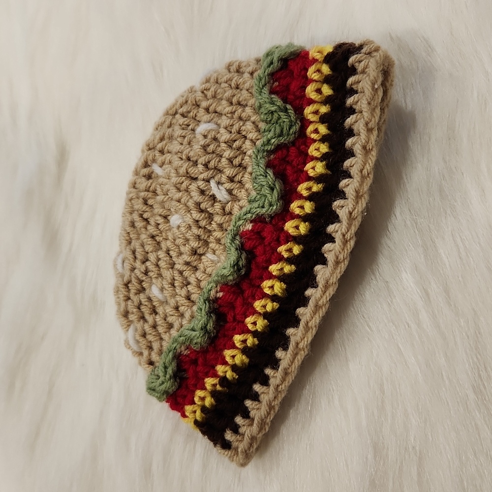 Crochet Hamburger Baby Beanie